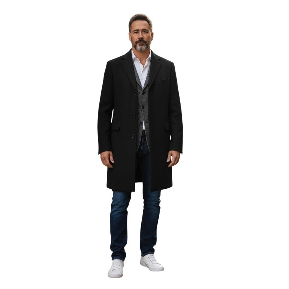 Armani Collezioni Topcoat Mens 48R Executive Black 100% Cashmere